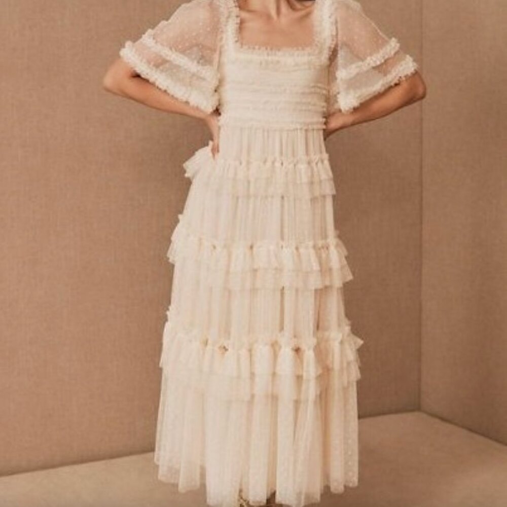 Needle & Thread Cream Ruffled Prom Dress - Picture 3 of 15